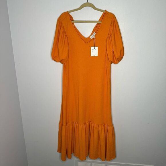 Gibson Latimer orange oversized dress tie back - Picture 1 of 4
